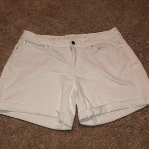 White jean shorts